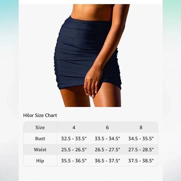 Hilor, High Waisted Swim Skirt w/built in brief, Women's, Navy Blue Size 14, NEW - Picture 2 of 5